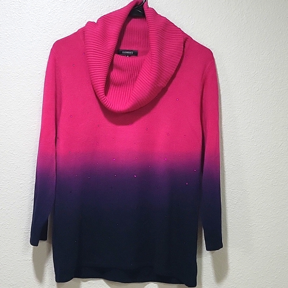 Elementz Womens cowl neck ombre knit sweater size Medium